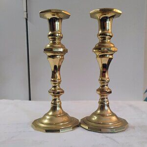 Vintage Solid Brass Candlestick Holders Pair